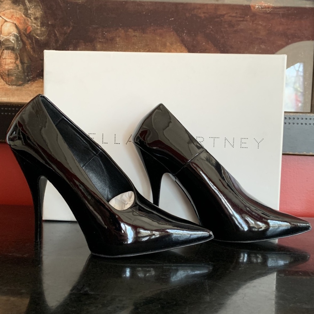 Stella McCartney NIB Gloss Black Stiletto 5" Spike High Heels NEW IN BOX!